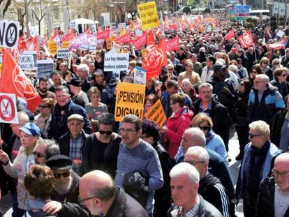 Imagen de la manifestaci&oacute;n de pensionistas celebrada este domingo en Madrid.   