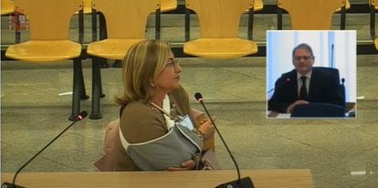 Elvira Ramos, trabajadora de la Generalitat Valenciana, durante su declaración en el juicio contra Francisco Camps, este jueves.