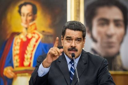 Nicolás Maduro, durante la rueda de prensa