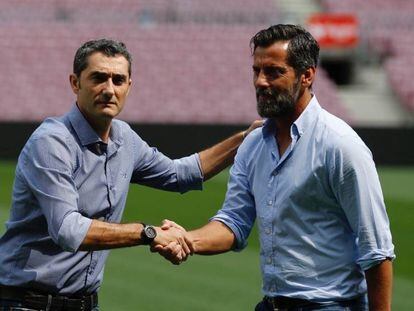 Valverde y S&aacute;nchez Flores recuperan la tradici&oacute;n foto del derbi catal&aacute;n. 