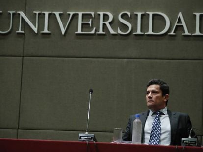 El juez Sergio Moro durante su presentación en la Universidad Católica Argentina.
