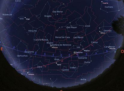 Mapa de la segunda parte de la noche, casi de madrugada, calculado para el 15 de abril.