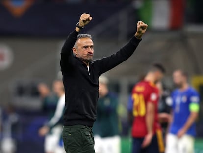 Luis Enrique celebra la victoria ante Italia en la Liga de las Naciones.