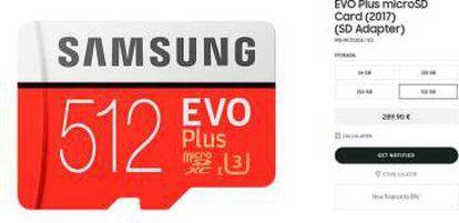 El precio de la microSD 512GB de Samsung es tan alto como el de un móvil de gama media