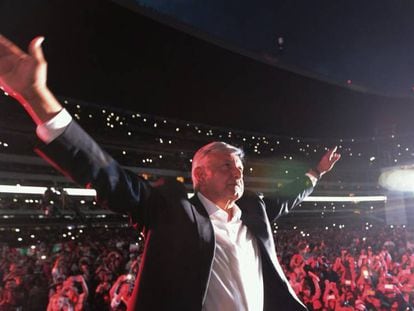López Obrador, durante el acto de cierre de campaña.
