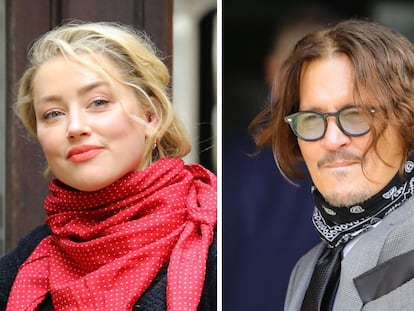 Amber Heard y Johnny Depp, a su llegada al juicio por difamación que el actor tiene contra el diario 'The Sun', en Londres