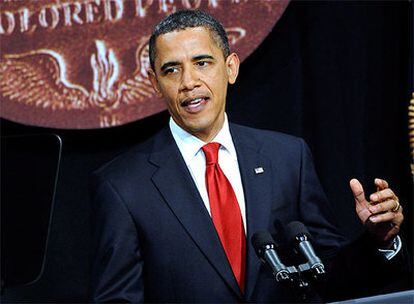 El presidente estadounidense, Barack Obama, pronuncia un discurso ante la Asociación Nacional de Gente de Color en Nueva York.