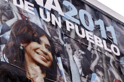 Cartel electoral de la presidenta argentina, Cristina Fernández.