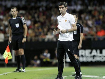 Marcelino, entrenador del Valencia, en el duelo ante el Atalanta. 
