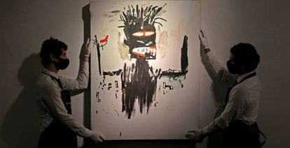 Un retrato de Jean-Michel Basquiat en una subasta de Christie’s. 