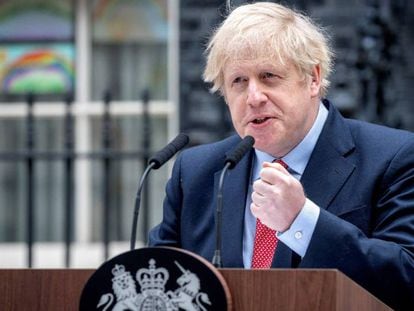 El primer ministro británico, Boris Johnson durante una comparecencia de prensa.