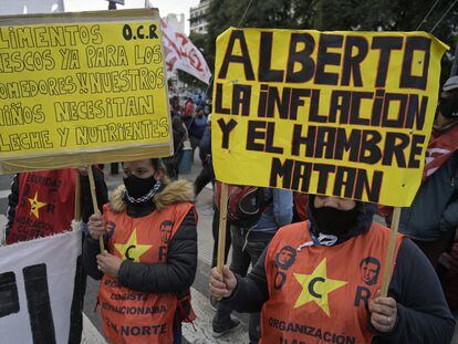 Manifestación contra el hambre, el pasado mes de junio de 2021 en Buenos Aires.