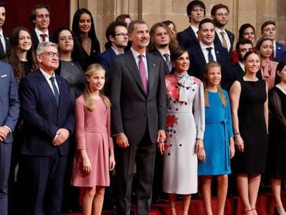 La Familia Real, este viernes en Oviedo, durante un acto de recepción. En vídeo, el discurso completo de la princesa Leonor.