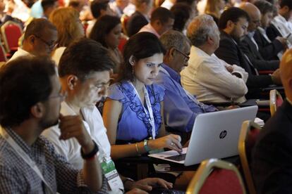 Una asistente al sexto Congreso Latinoamericano de Telecomunicaciones, el pasado 12 de junio del 2018, en el Hotel Marina Varadero (Cuba).