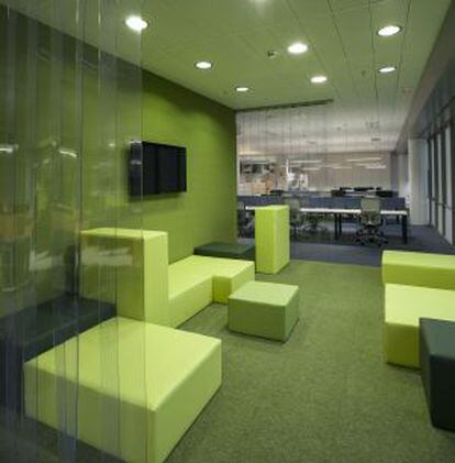 Espacio para el descanso en la nueva sede de Microsoft en Madrid.