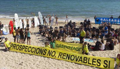 Protesta contra las prospecciones en las Islas Baleares en junio de 2014.