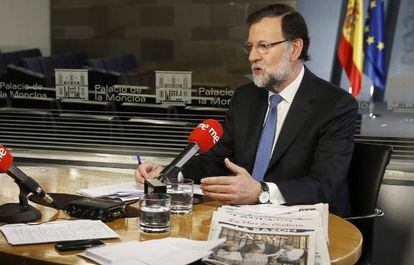 Mariano Rajoy, durante una entrevista con Radio Nacional este lunes.