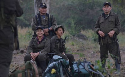 Un grupo de guerrilleros a su llegada a la zona veredal de Pondores, en La Guajira, al norte de Colombia.