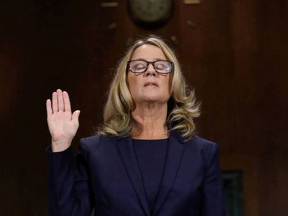 Christine Blasey Ford, antes de su declaración en el Senado.