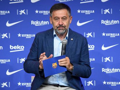 Bartomeu, durante la presentación de Pedri.