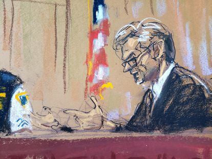 El juez Juan Merchan, durante la lectura de los cargos contra Donald Trump, este martes en Nueva York.