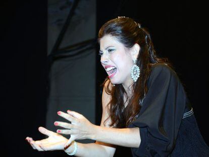 La cantaora Mar&iacute;a Jos&eacute; P&eacute;rez, ganadora de la L&aacute;mpara Minera en el festival de La Uni&oacute;n.