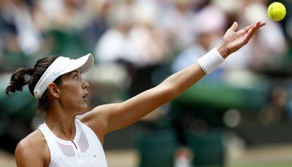 Muguruza, durante el partido de semifinales contra Rybarikova.