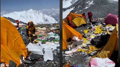 Imágenes del Everest difundidas en redes sociales por un alpinista nepalí.