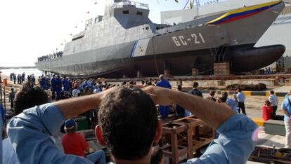 Botadura de un barco de Navantia para Venezuela, en 2008.