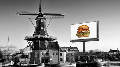 Estampa holandesa con anuncio cárnico.