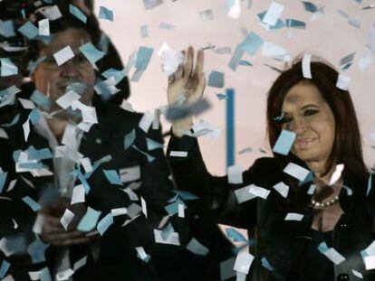 La presidenta de Argentina, Cristina Fernández de Kirchner, durante un mitin ayer en Buenos Aires.