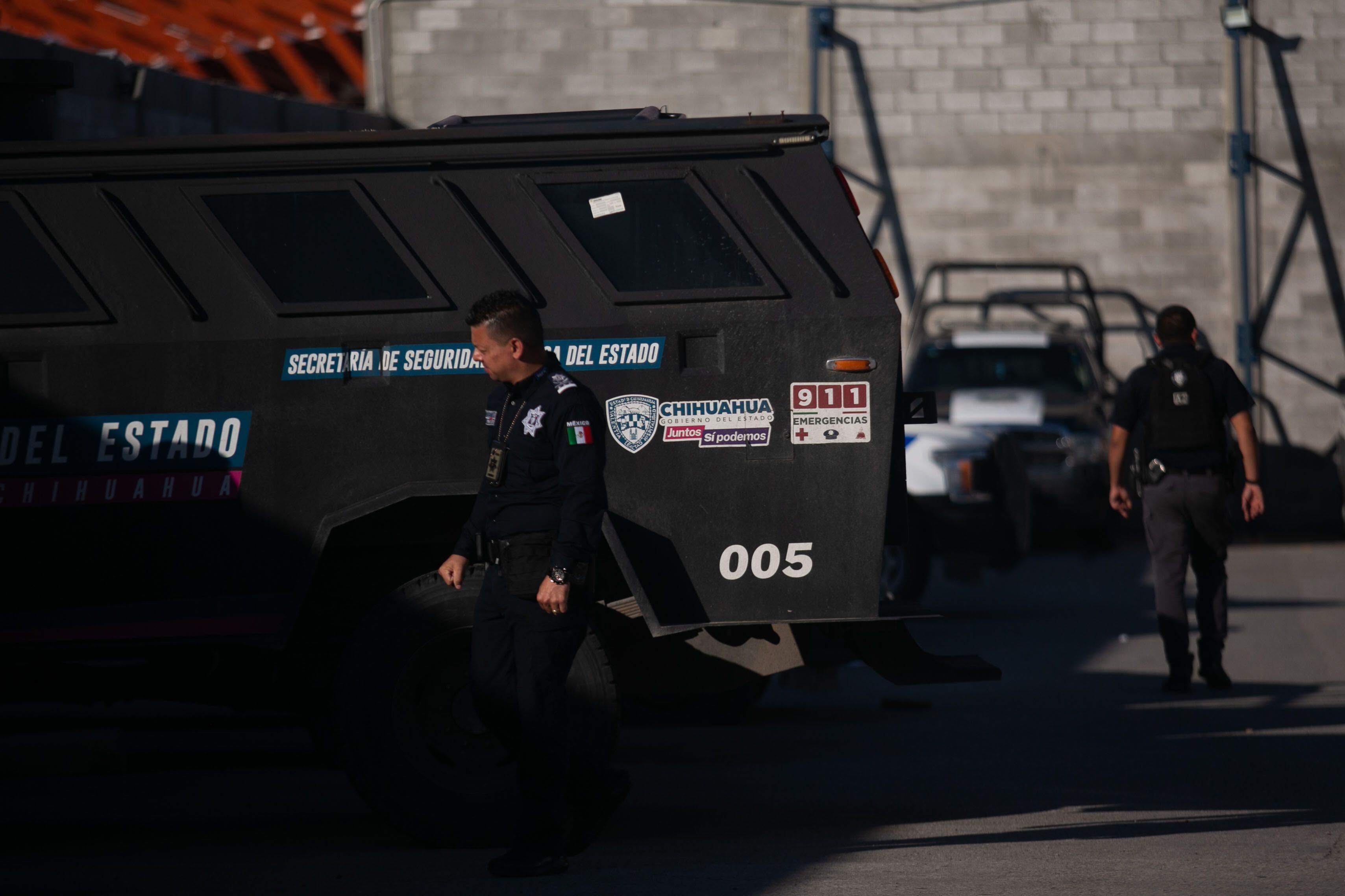 Vehículos blindados de la policía estatal, en la base de Ciudad Juárez.