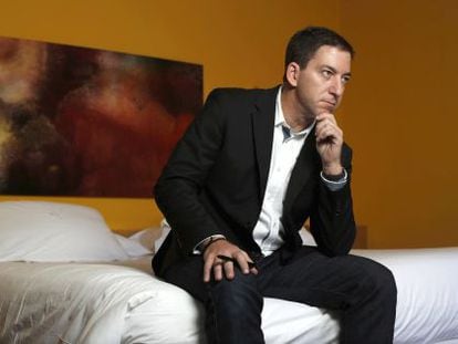 Glenn Greenwald, en un hotel en Madrid este jueves.