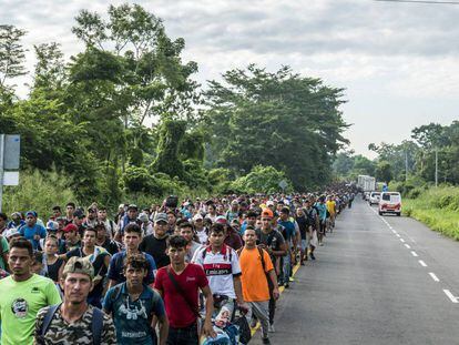 La caravana de migrantes, a su paso por México. 