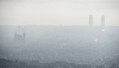 La contaminación en Barcelona este martes.