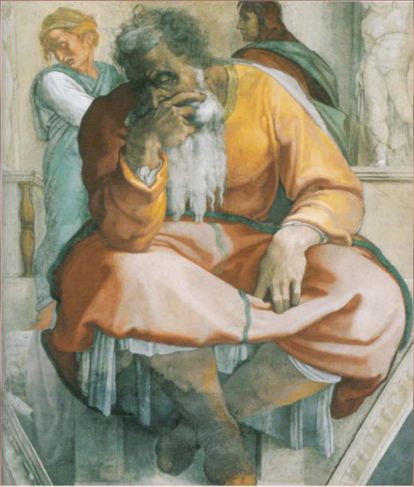 El profeta Jeremías, pintado por Miguel Ángel en la Capilla Sixtina.