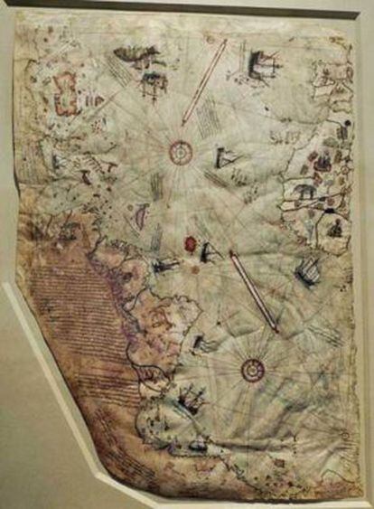 Un mapa anterior a 1513 que sitúa la Atlántida entre África y Suramérica, en medio del océano.