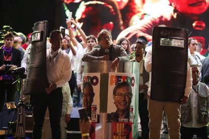 Gustavo Petro, durante el cierre de campaña en Bogotá.