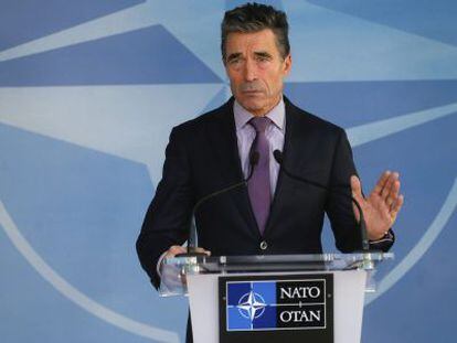 El secretario general de la OTAN, Anders Fogh Rasmussen, este mi&eacute;rcoles en Bruselas.