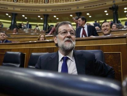 El presidente del Gobierno, Mariano Rajoy, antes del debate de los presupuestos.