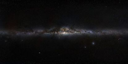 Panorámica de la Vía Láctea, la galaxia del Sistema Solar y de la extraña estrella KIC 8462852