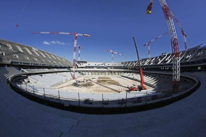 Estado de las obras de La Peineta en febrero.