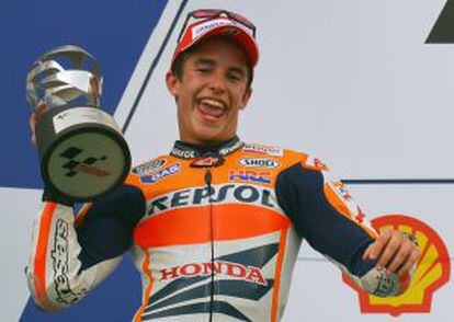 Márquez celebra su segundo puesto en Malasia.