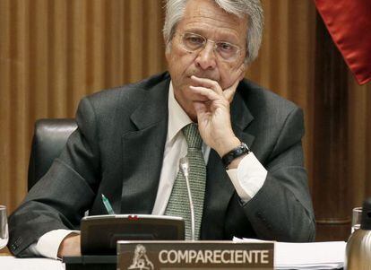 El expresidente de Caixanova, en un momento de su intervenci&oacute;n en la Comisi&oacute;n de Econom&iacute;a del Congreso