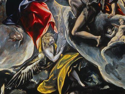 Un ángel se hace cargo del alma del fallecido, en un fragmento de 'El entierro del conde Orgaz', del Greco.