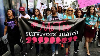 Mujeres en protesta contra el acoso sexual.