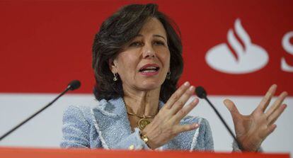 La presidenta del Banco Santander, Ana Botín, durante la rueda de prensa de presentación de la cuenta de resultados de la entidad.