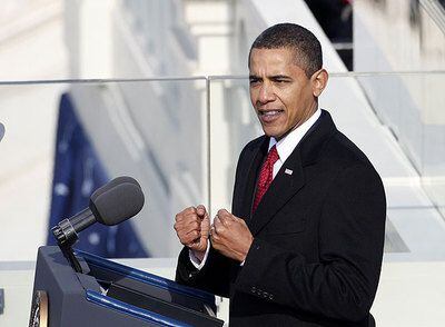 El presidente Obama, en un momento de su discurso investidura de ayer.