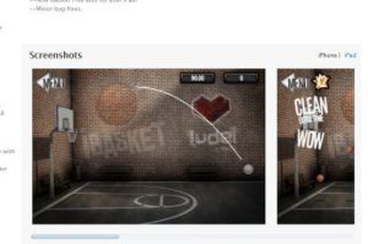Página de la aplicación iBasket.