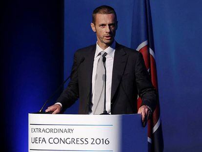 Aleksander Ceferin, en el Congreso de la UEFA.